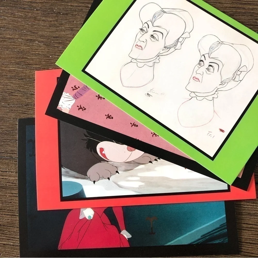 Disney Villains Postcards: Cinderella: Lady Tremaine and Lucifer 4 pack.